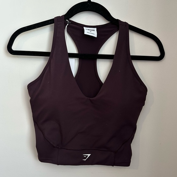NWT Gymshark Crop Mesh Tank - Plum Brown - Picture 1 of 9